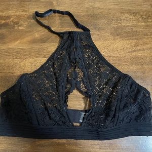 Victoria's Secret Black Keyhole High-Neck Bra (Large)